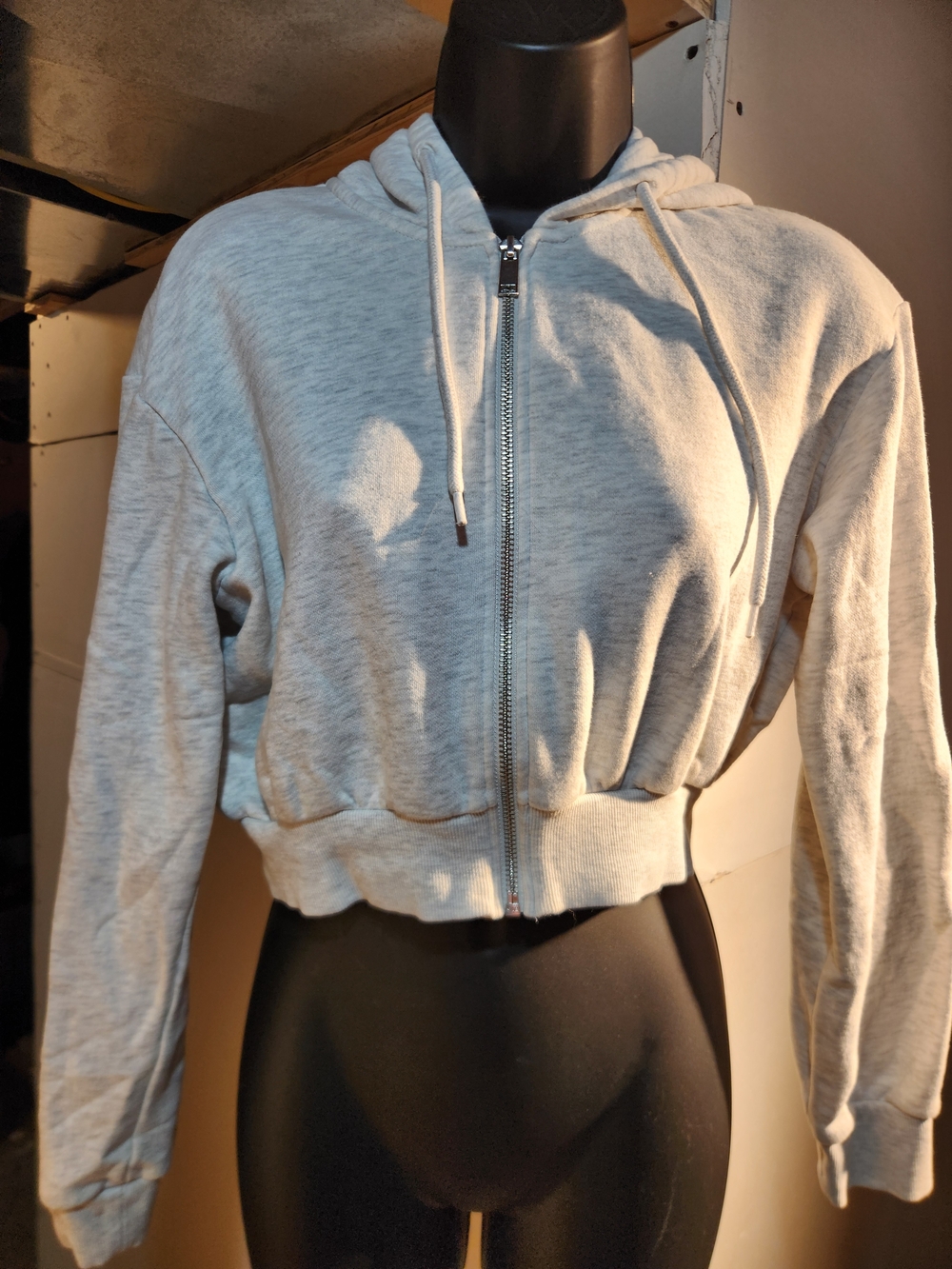 Divided Light Gray Cropped Zip Hoodie